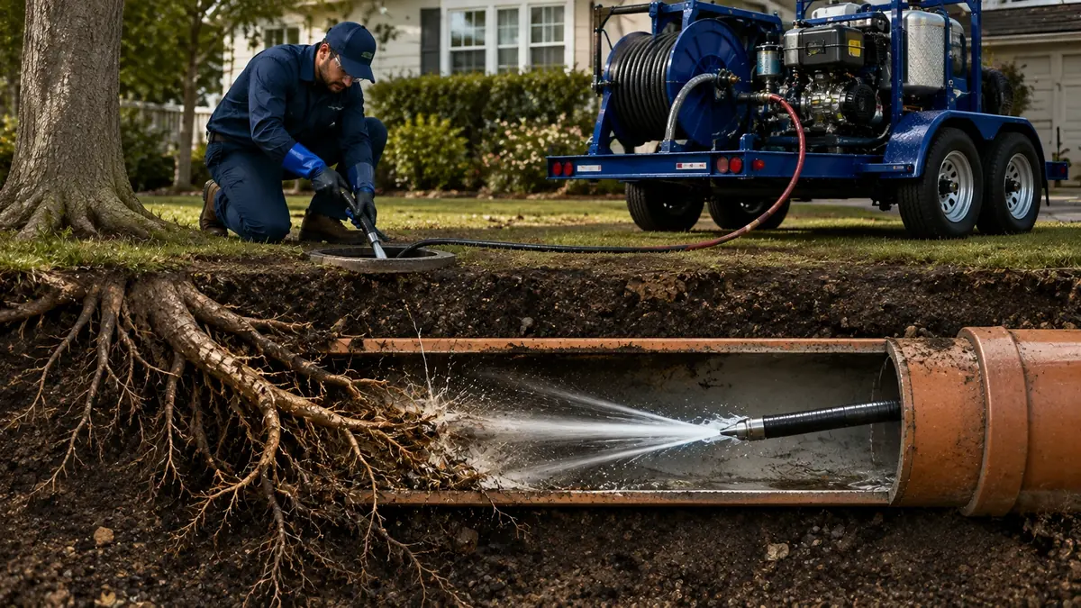 Tree Root Removal with Hydro Jetting in Marina